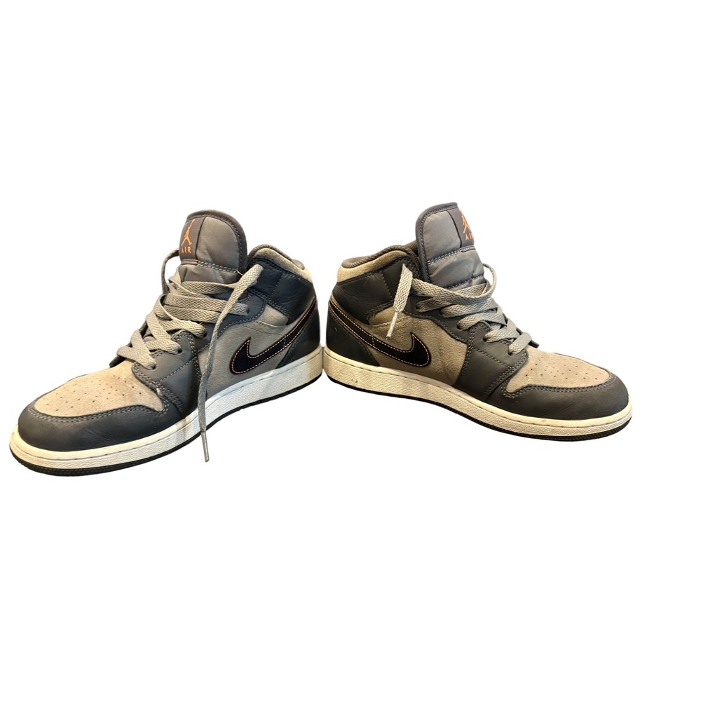 Air Jordan 1 Mid SE Night Stadium GS 7Y Gray Black FQ8341-017 Sneakers - Picture 7 of 8